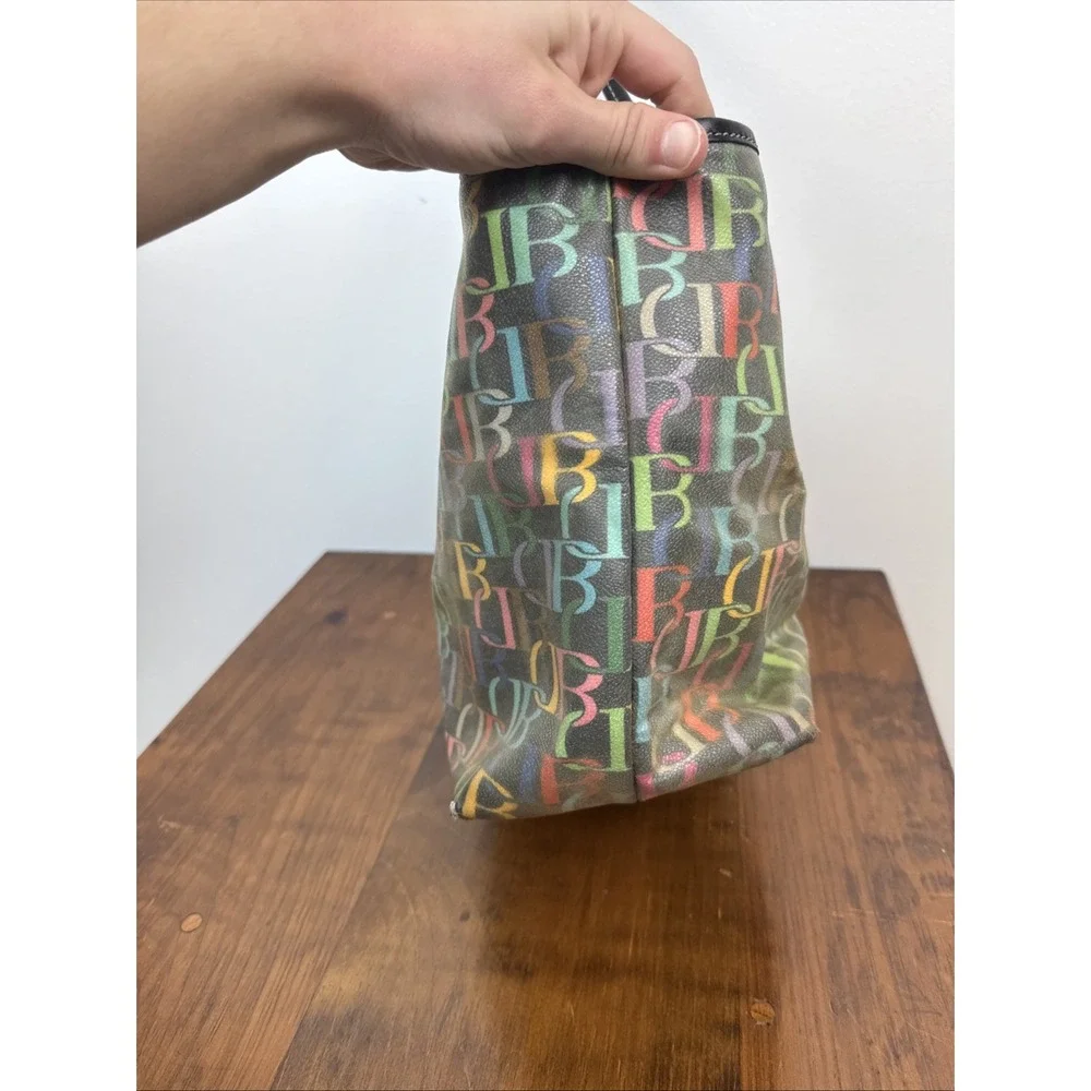 Dooney & Bourke Cindy Rainbow Signature DB Coated Canvas Tote Purse Bag